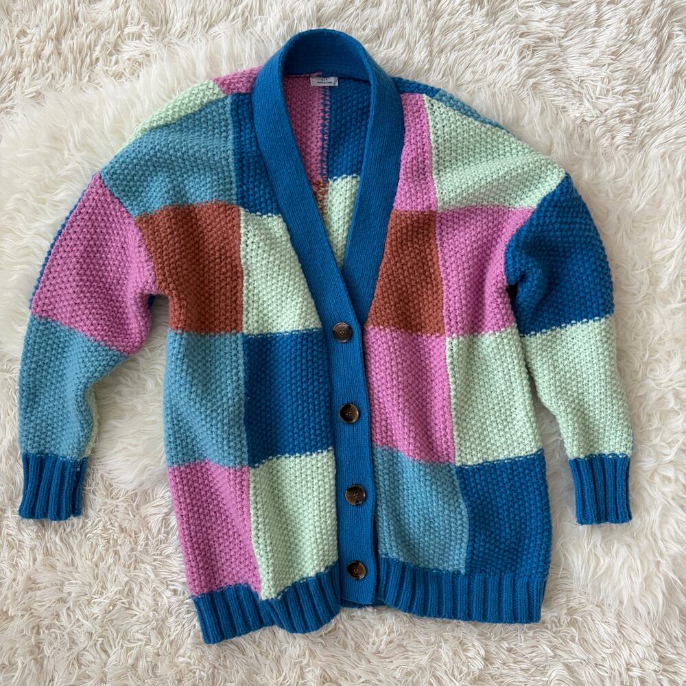 Cotton On Multi Color Patchwork Oversized Cardigan, size S